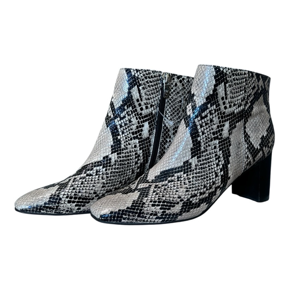 Marc Fisher Black and White Patterned Ankle Boots 9 1/2 M